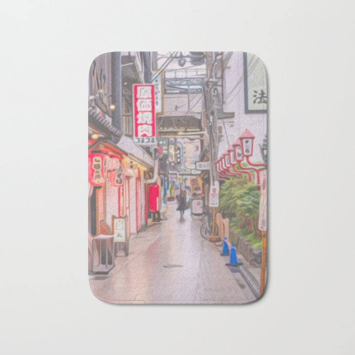 Japan Street Oil Painting Bath Mat