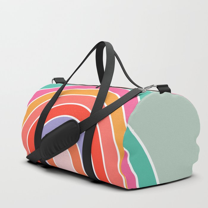 Retro Colorful Rainbow Mint Print Modern Rainbow Duffle Bag