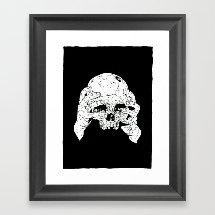 Skull In Hands Framed Art Print