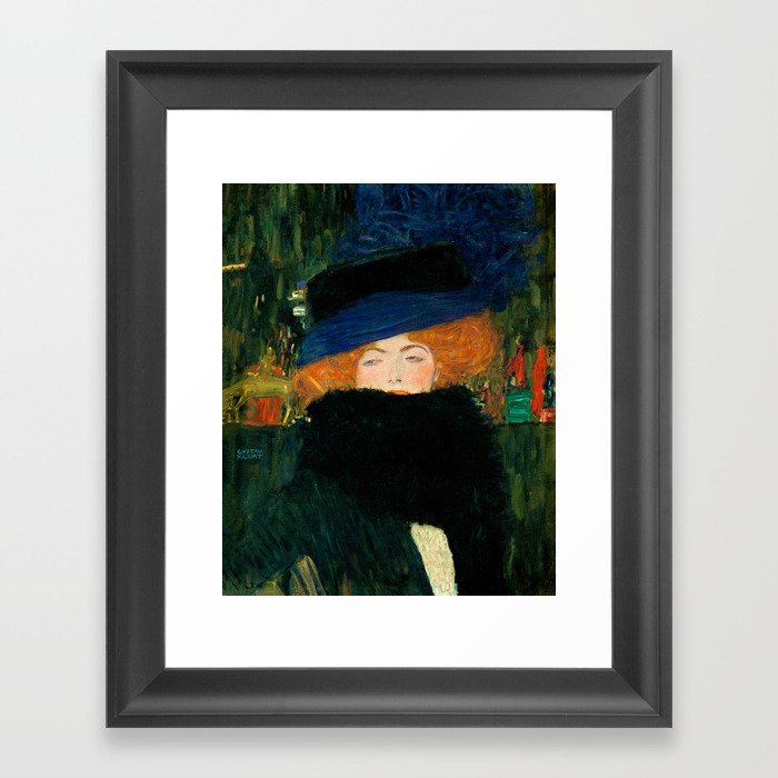 Gustav Klimt "Lady with Hat and Feather Boa" Framed Art Print
