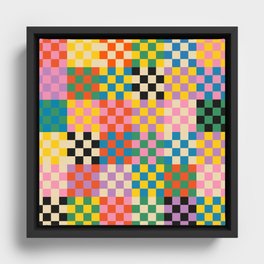 Crazy Checkerboard Framed Canvas