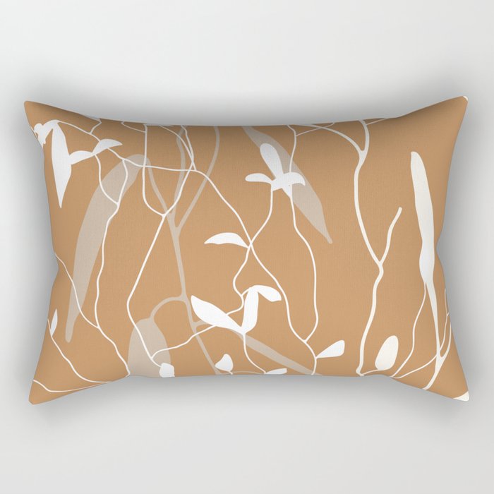 Meadow Grasses Floral on Yellow Rectangular Pillow