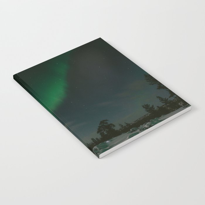 Northern Lights in Saariselkä | Winter Night in Lapland Art Print | Astro Landscape Travel Photography Notebook