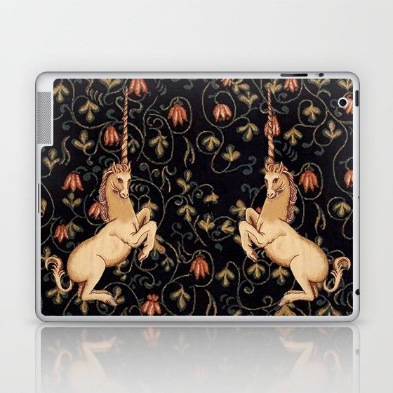 Medieval Unicorn Floral Tapestry Laptop & iPad Skin