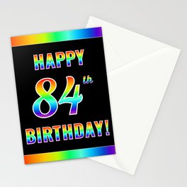 [ Thumbnail: Fun, Colorful, Rainbow Spectrum “HAPPY 84th BIRTHDAY!” Stationery Cards ]