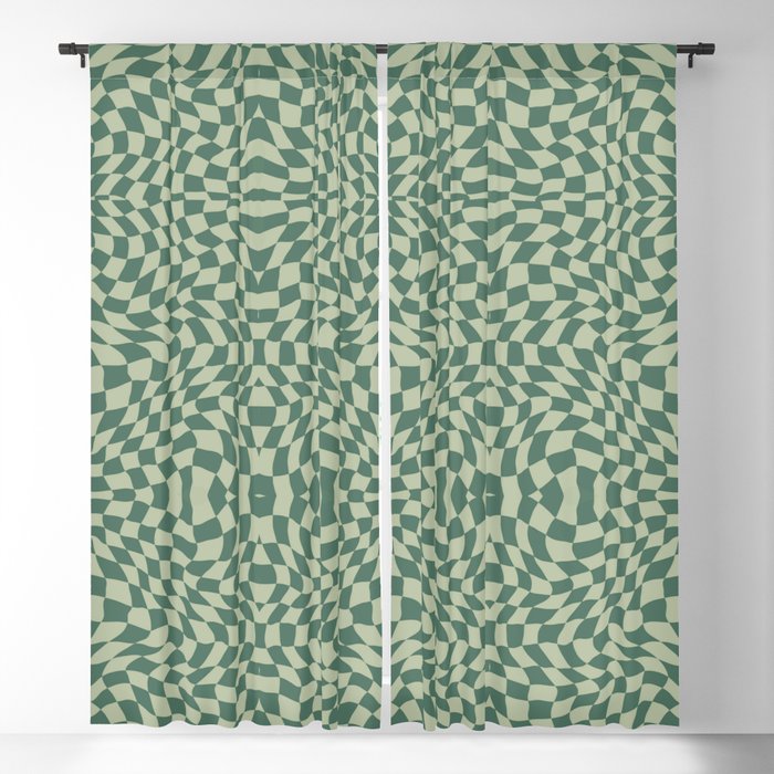 Sage green checker symmetrical pattern Blackout Curtain