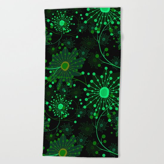 Black and green abstract pattern . Beach Towel