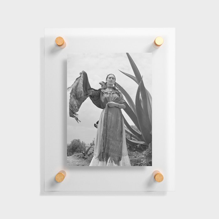 1937 Photo Frida Kahlo standing next to an agave plant Floating Acrylic Print