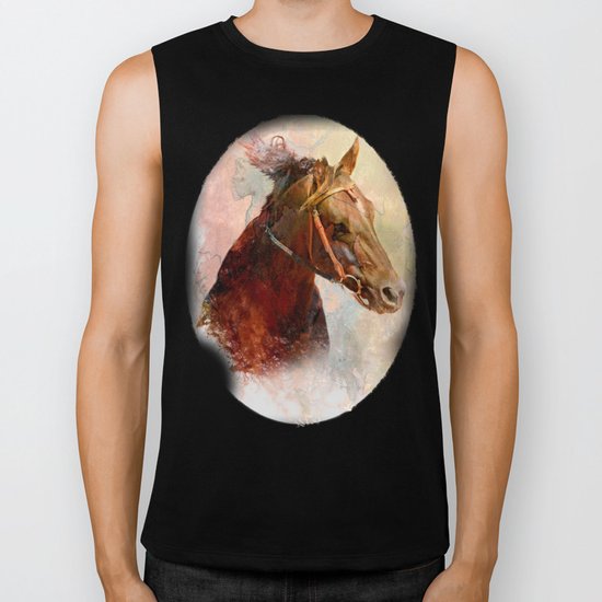 Horse in Water Color Splash Biker Tank