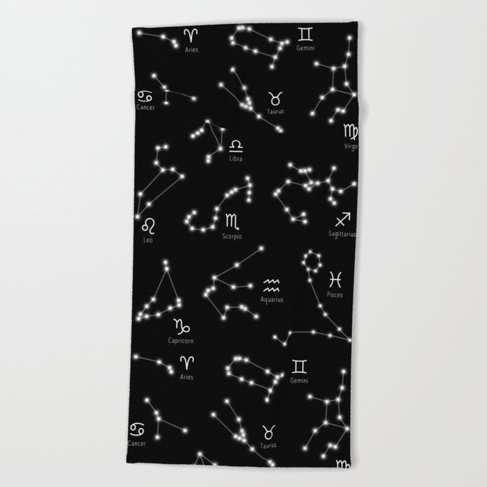 Zodiac Constellations Beach Towel