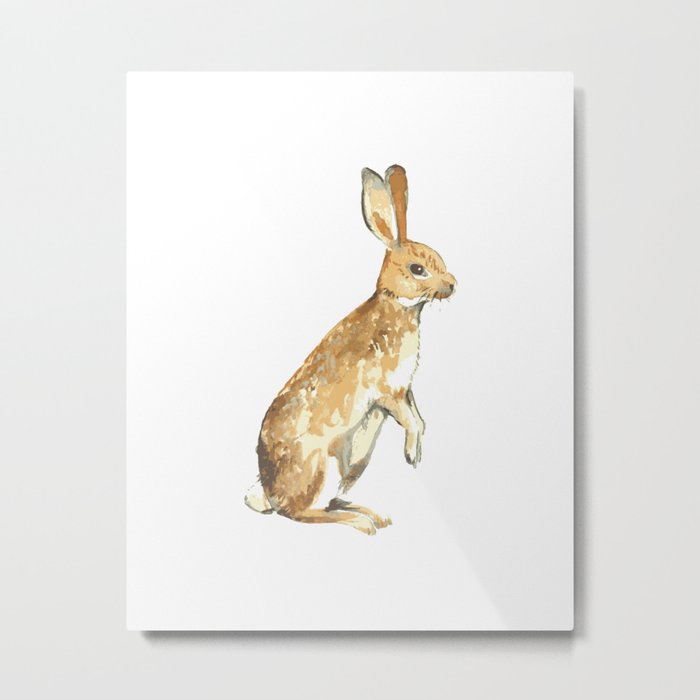 Watercolor Bunny Rabbit Metal Print