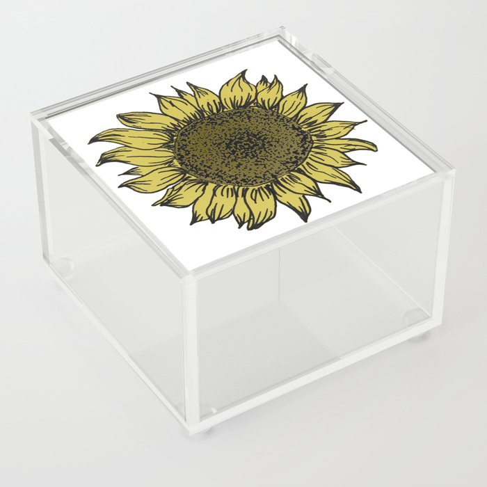 Vintage Sunflower Illustration Acrylic Box