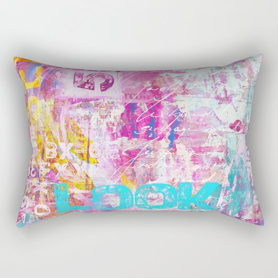 colorful mixed media typography Rectangular Pillow