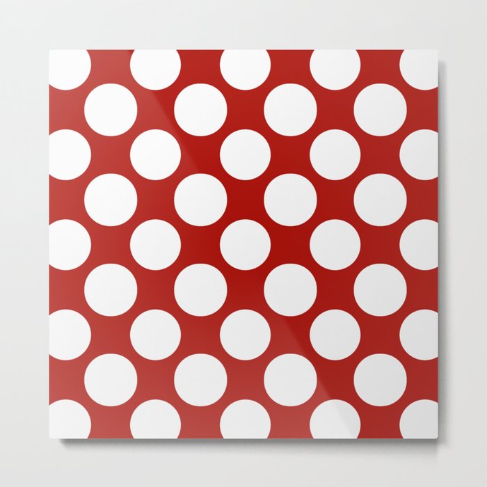 White & Red Navy Polka dot Pattern Metal Print