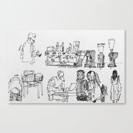 Coffee Shop Sketches Canvas Print