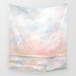 Overwhelm - Pink and Gray Pastel Seascape Wall Tapestry