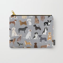 Mixed Dog lots of dogs dog lovers rescue dog art print pattern grey poodle shepherd akita corgi Carry-All Pouch