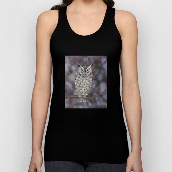 eastern screech owl on a branch Unisex Tank Top