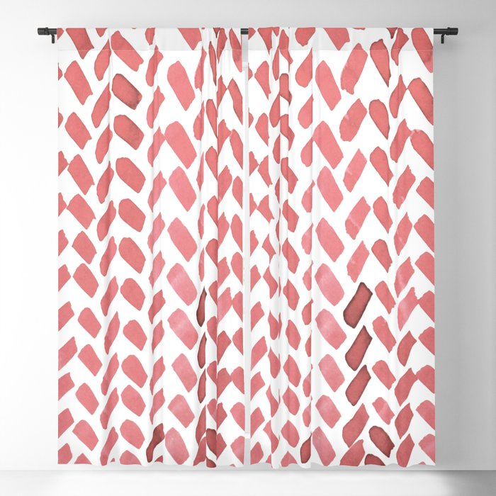 Cute watercolor knitting pattern - living coral Blackout Curtain