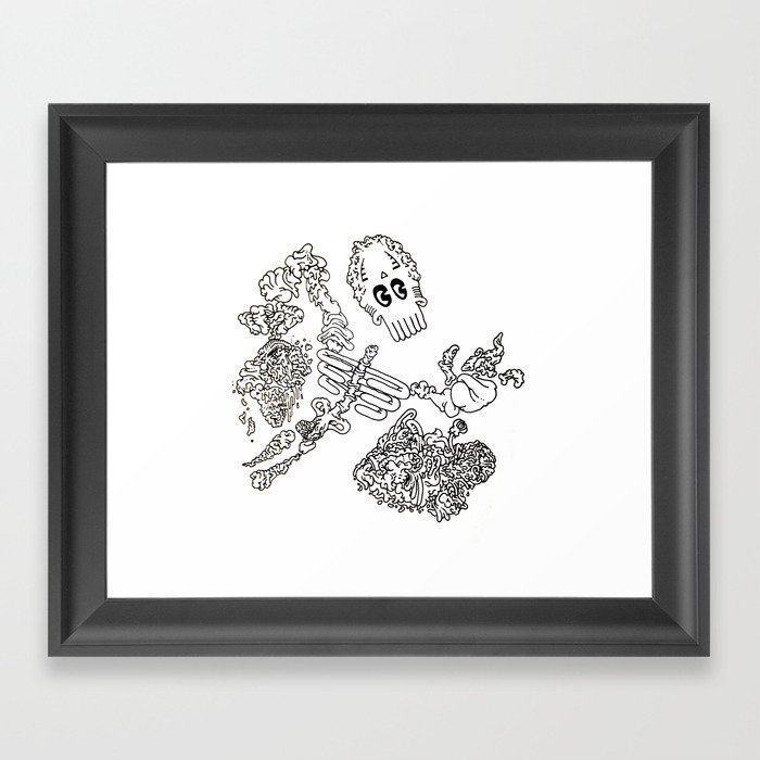 Skeleton Floating Through Gooey Space Framed Art Print