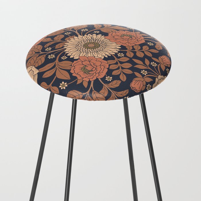 Peach Dusty Rose Mauve Amp Blue Gray Floral Pattern