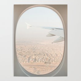 Pastel Plane Window View Photo | Summer Holiday Dubai Air Art Print | Adventure Travel Photography Poster