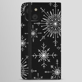 Winter Wonderland Snowflakes Black and White iPhone Wallet Case