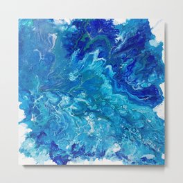 Dark Ocean Blue Metal Print | Cells, Ocean, Abstract, Navyblue, Fluidart, Acrylicpouring, Sea, Aqua, Abstractpainting, Pattern 