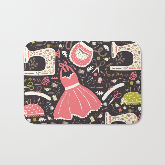Vintage Sewing Bath Mat
