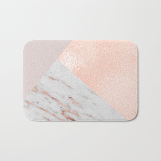 Blush pink layers of rose gold and marble Bath Mat