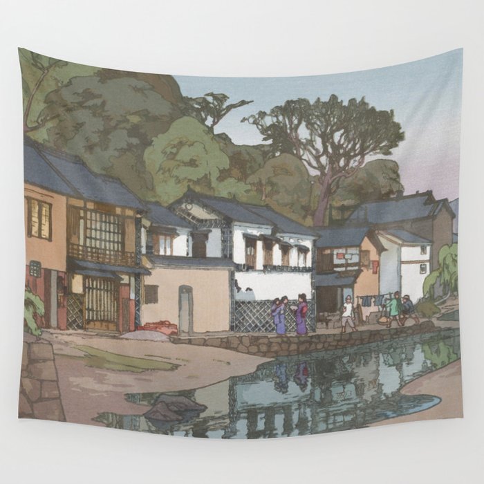 Hiroshi Yoshida, Small Town In Chugoku - Vintage Japanese Woodblock Print Art Wall Tapestry