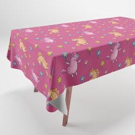 Whimsical Unicorns and Flowers in Pink Purple Blue Orange Green Tablecloth