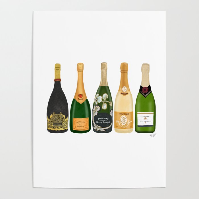 Champagne Bottles Poster by Lindsey Kay Co