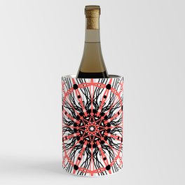 mandala in grey,black and living coral Wine Chiller