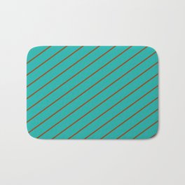 [ Thumbnail: Light Sea Green and Brown Colored Stripes Pattern Bath Mat ]