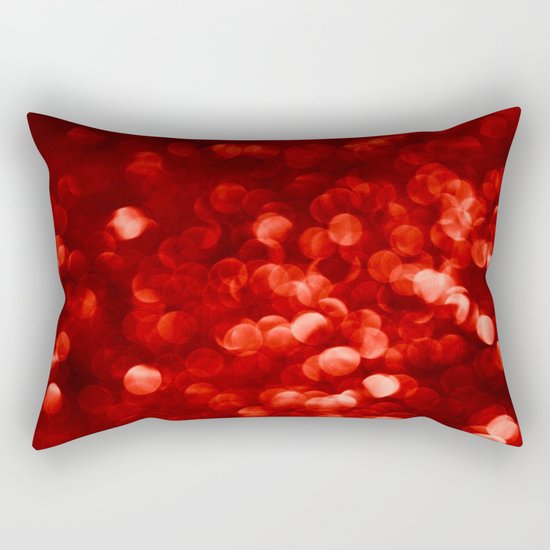 Red Bokeh Sparkle Rectangular Pillow