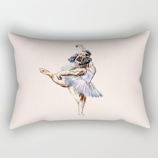 Pug Ballerina in Dog Ballet | Swan Lake Rectangular Pillow
