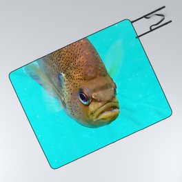 Watercolor Fish, Bluegill Sunfish 01, Blue Grotto, Florida Picnic Blanket