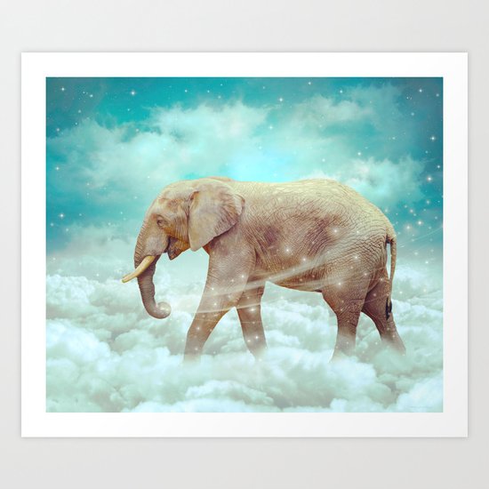 Walk With the Dreamers (Elephant in the Clouds) Art Print
