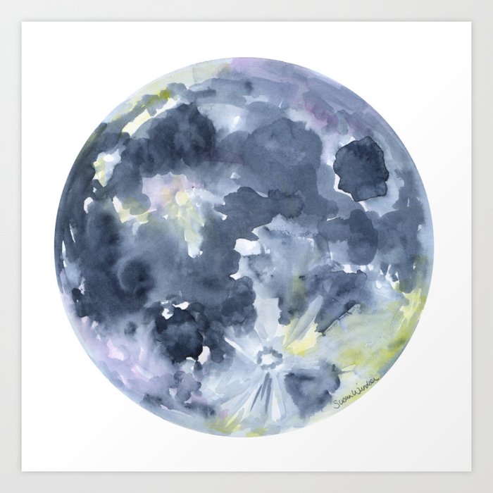 Full Moon Watercolor Art Print By Susanwindsor Society6