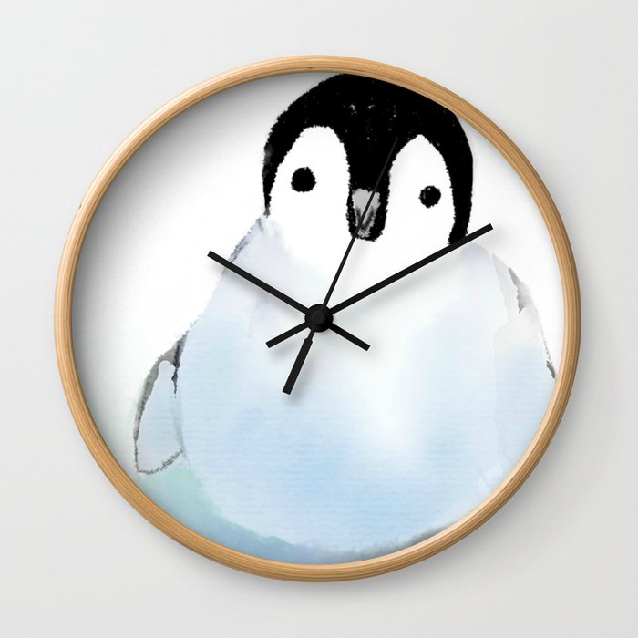 Baby Penguin On The Ice Wall Clock