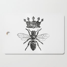 Queen Bee No. 1 | Vintage Bee with Crown | Black and White | Cutting Board