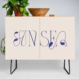 Sun Sea Typography | Summer Saying | Blue Sun Quote Credenza