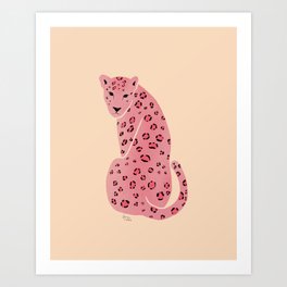 Pink Jungle Cat Knows What You Did Art Print