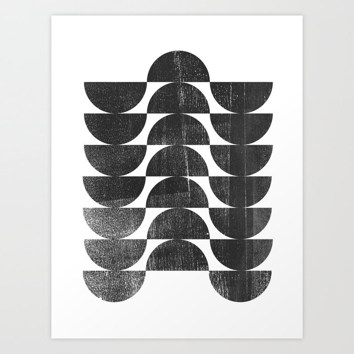 Mid Century Modern Op Art Black And White Pattern Art