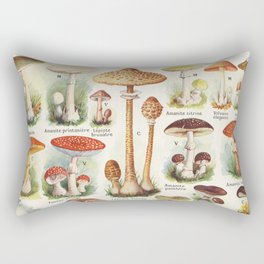 Mushroom illustration Larousse - French vintage poster Rectangular Pillow