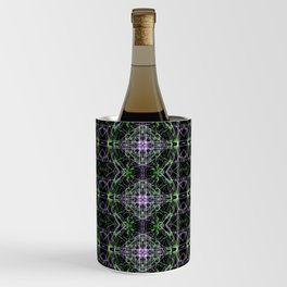 Liquid Light Series 76 ~ Green & Purple Abstract Fractal Pattern Wine Chiller