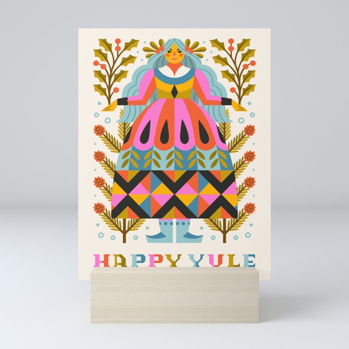 Happy Yule // Cream Mini Art Print