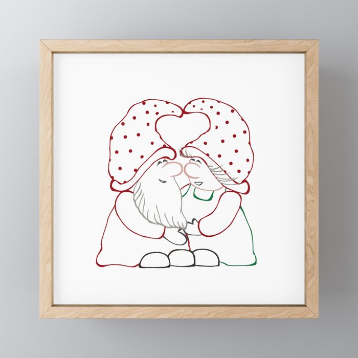 Christmas gnome couple Framed Mini Art Print