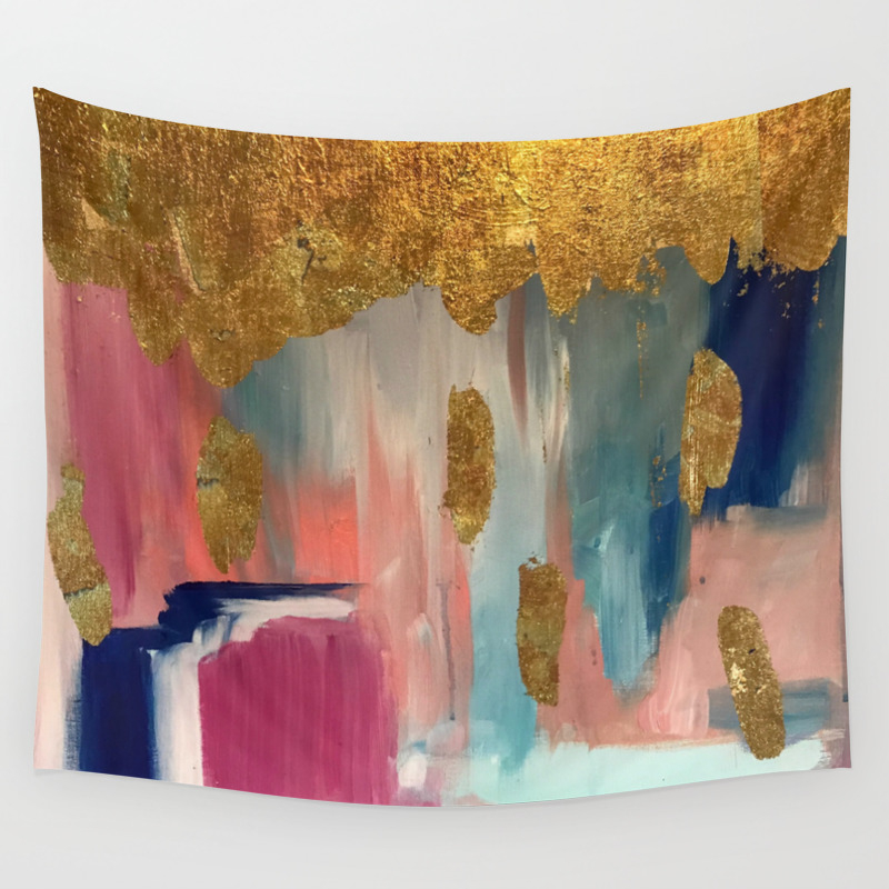 Gold Leaf Indigo Blue Abstract Wall Tapestry By Tsalaz1 Society6